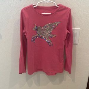 Girls long sleeve sequin unicorn shirt